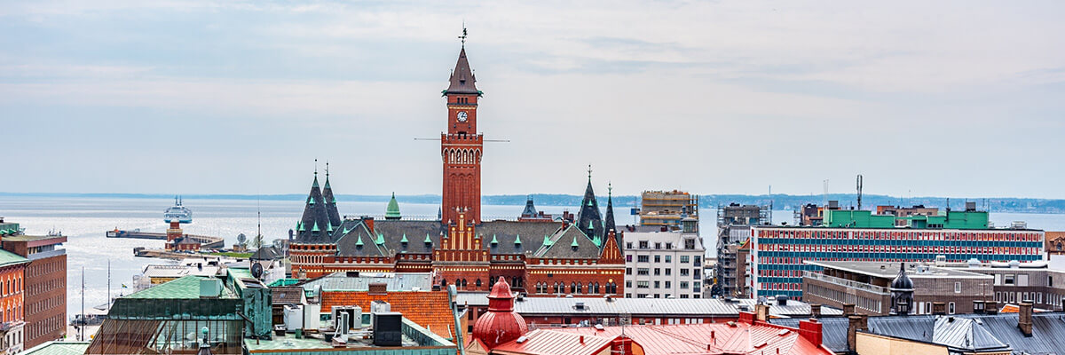 aerial view of Helsingborg in Sweden 1200x400