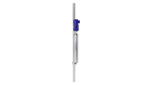 Contherm® industrial cylindrical device with blue top component, metallic processing equipment for thermal applications