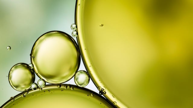 Oil bubbles in a green yellow color